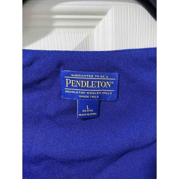 PENDLETON Women Blouse Nylon Long Sleeve Blue Petite Large - Picture 7 of 7